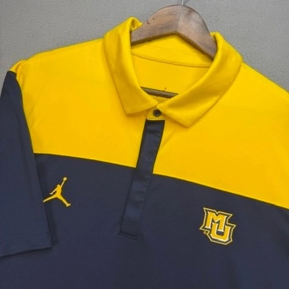 Jordan Polo Shirt Marquette Golden Eagles NCAA Regular XXL Navy Yellow Dri-FIT